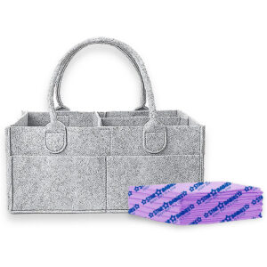 STAR BABiES - Baby Diaper Caddy Portable Organizer With Disposable Changing Mat - Lavender - 5 Pcs