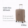W.O.K 20" Lightweight Hard Shell Cabin Trolley – Polypropylene Luggage With Spinner Wheels & Number Lock – Coffee