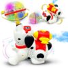 URBAN TOTS Dancing Dog Toy – 360° Rotating Lights & Sound With Bump & Go Action And Water Mist Spray-White