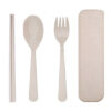 STAR BABiES Organic Fork, Spoon & Chopstick Set - Cream - 3 Pcs
