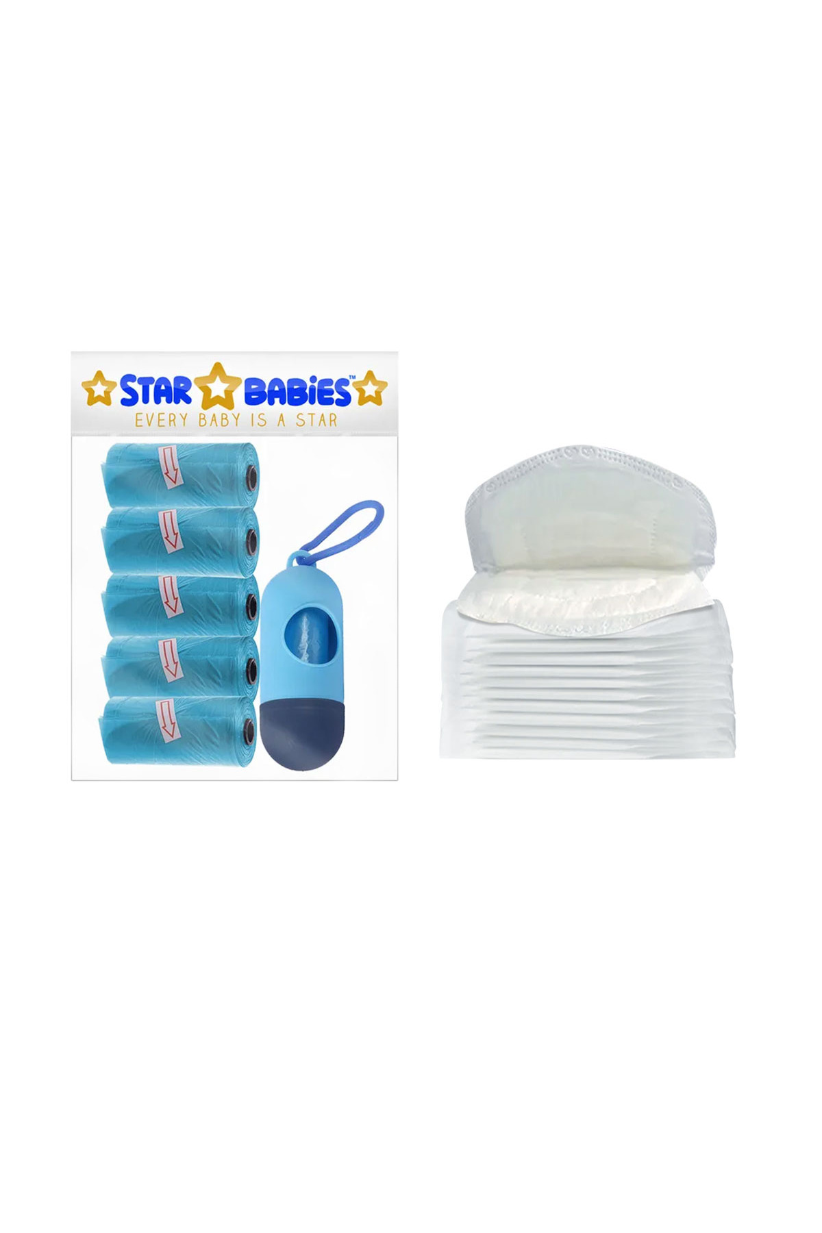 STAR BABiES Scented Bag + Dispenser + Breast Pad - Blue and White 1 STAR BABiES Scented Bag + Dispenser + Breast Pad - Blue and White