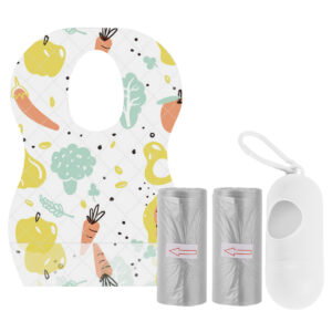STAR BABiES - Disposable Bibs Fruits Print 5pcs w/ Scented Bag 2pcs & Dispenser - Grey