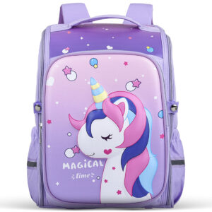 COCOBEE - Cute Unicorn Printed Backpack, 15 Inches, Adjustable Straps – Purple
