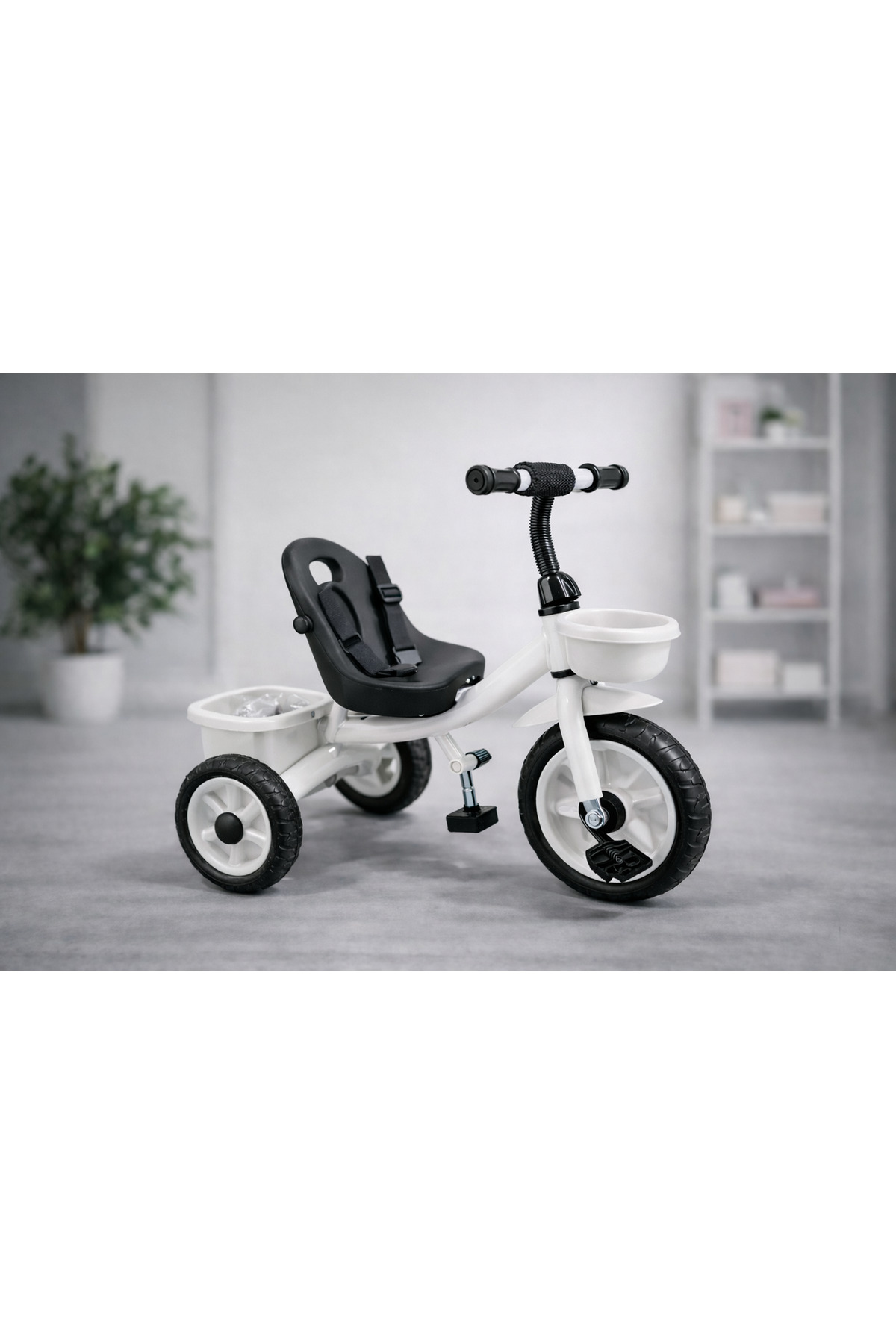 StarMarz Toddler 3-Wheel Tricycle Ride-On Toy with Safety Seat, Cup Holder & Rear Storage Basket - White 1 StarMarz Toddler 3-Wheel Tricycle Ride-On Toy with Safety Seat, Cup Holder & Rear Storage Basket - White