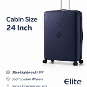 ELITE- Premium Hard-Shell Luggage 24 inch – Lightweight Spinner Suitcase – Dark Blue