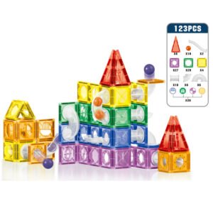 KIKIBEBE Colored Window Magnet Blocks – 123 Pieces – Multicolor
