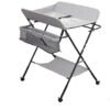 KIKIBEBE Babycare Diaper Changing Table With Wheels – 5-Level Height Adjustable Infant Care Station With Storage Shelf – Grey