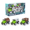 KIKIBEBE Friction Truck Set – 3 Pull-Back Farmer Vehicles – Green