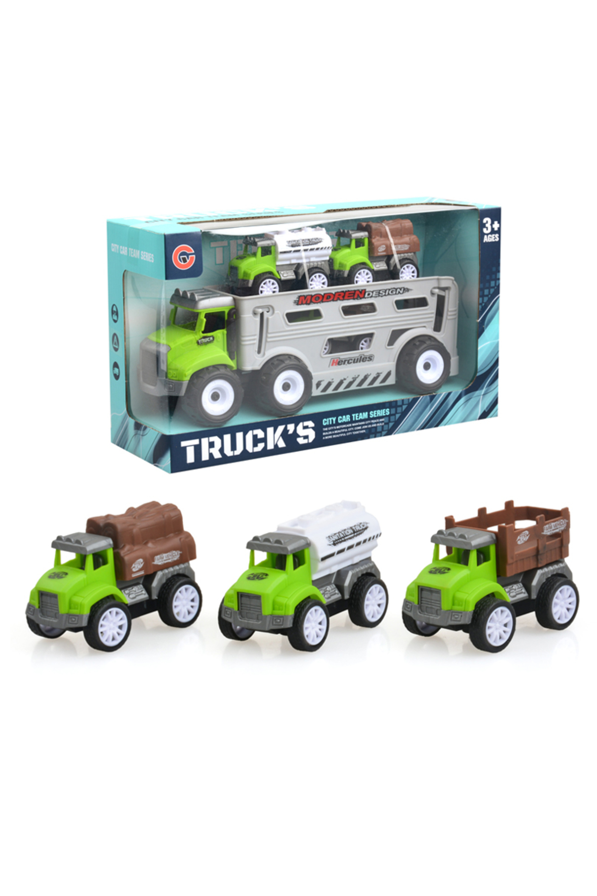 KIKIBEBE Friction Truck Set – 3 Pull-Back Farmer Vehicles – Green 1 KIKIBEBE Friction Truck Set – 3 Pull-Back Farmer Vehicles – Green