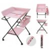 Portable Baby Changing Table with Storage Organizer & Wheels – Pink